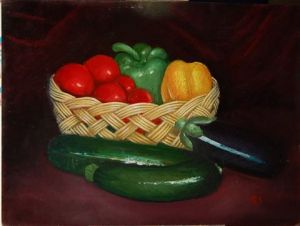 Voir le détail de cette oeuvre: Panier avec legumes d'ete